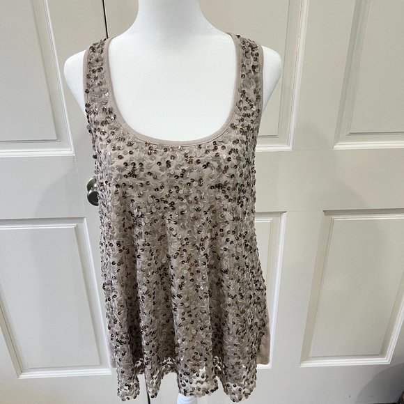 Gudi taupe and copper sequin tank top, sizeL - Picture 1 of 6